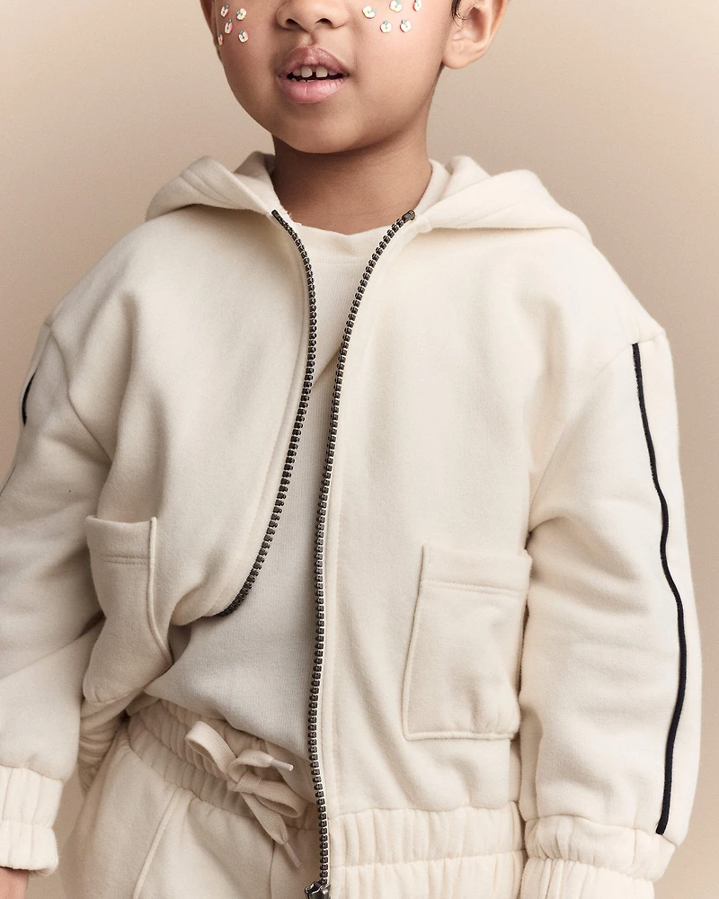 Toddler Girl Zip-Up Hoodie - Cream