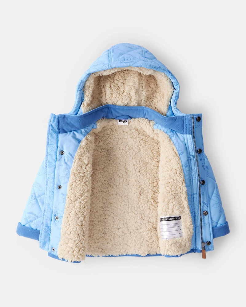 Toddler Bluey™ Hooded Heavyweight Winter Jacket - Blue