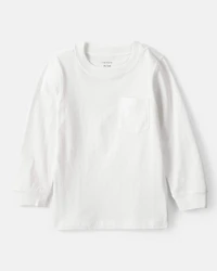 Toddler Boy Long-Sleeve Pocket Tee - White
