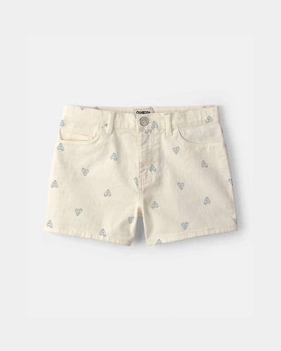 Girls Heart Denim Shorts - Ivory