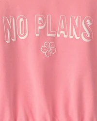 Girls 'No Plans' French Terry Top - Pink