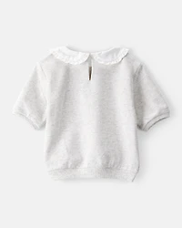 Toddler Girl 2-Piece Cherry French Terry Tee & Plaid Skirt Set - Grey/Navy