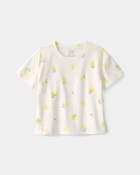 Toddler Girl Lemon Relaxed Top - Cream