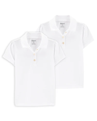 Toddler 2-Pack Pique Uniform Polo Shirts -  White