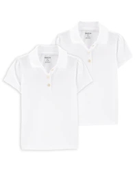 Toddler 2-Pack Pique Uniform Polo Shirts -  White