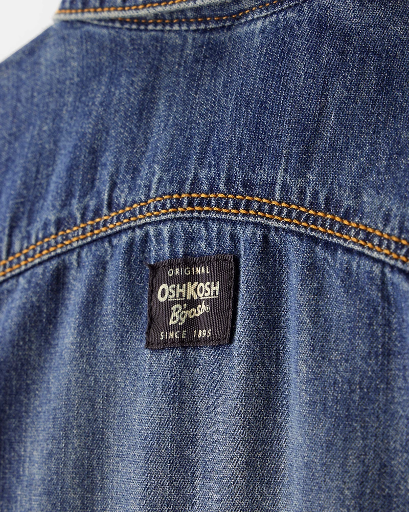 Toddler Denim Long-Sleeve Jumpsuit - Blue