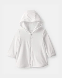 Baby Girl Terry Long-Sleeve Cover Up - White