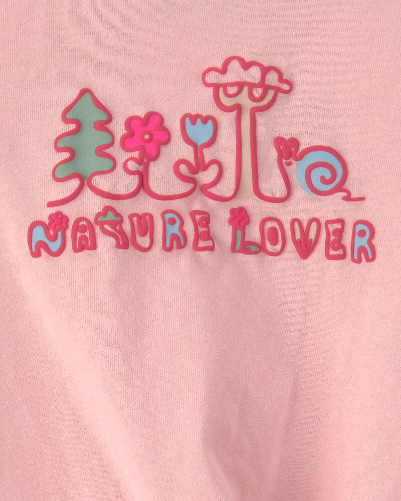 Baby Girl 'Nature Lover' Short-Sleeve Tie Top - Pink