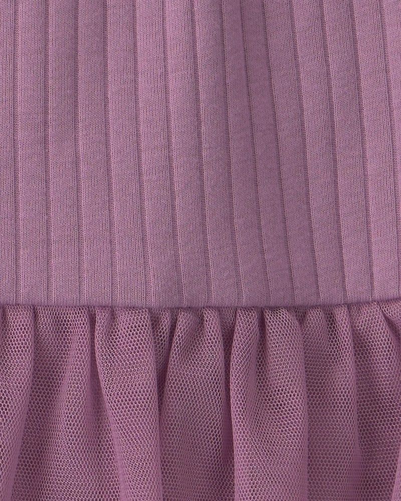 Baby Girl 2-Piece Long-Sleeve Bodysuit & Tulle Pant Set - Purple