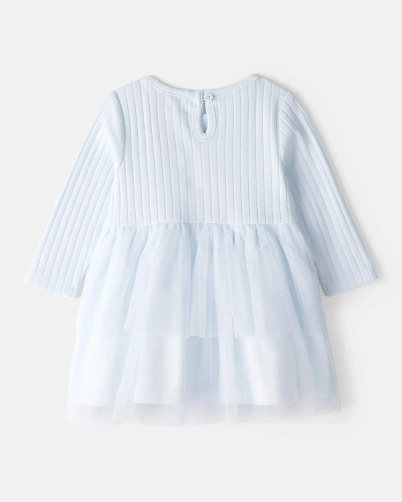 Baby Girl Tulle Long-Sleeve Dress - Blue