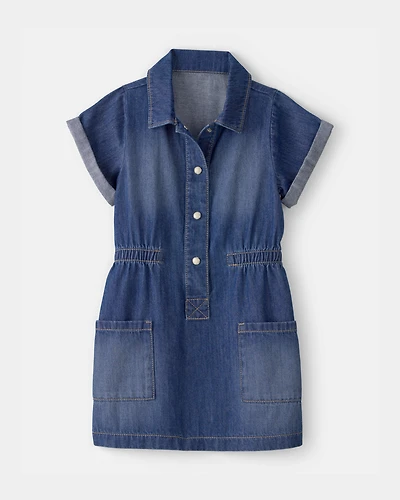 Toddler Girl Denim Button-Up Dress - Dark Wash