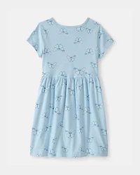 Girls Butterfly Short-Sleeve Dress - Blue