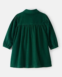 Baby Girl Corduroy Long-Sleeve Dress - Green