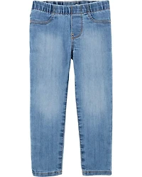 Baby Medium Wash Elastic-Waist Jeggings