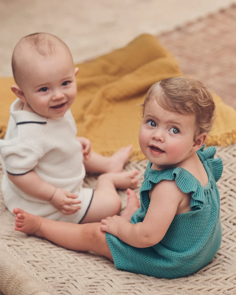 Baby Boy 2-Piece Organic Cotton Knit Top & Short Set