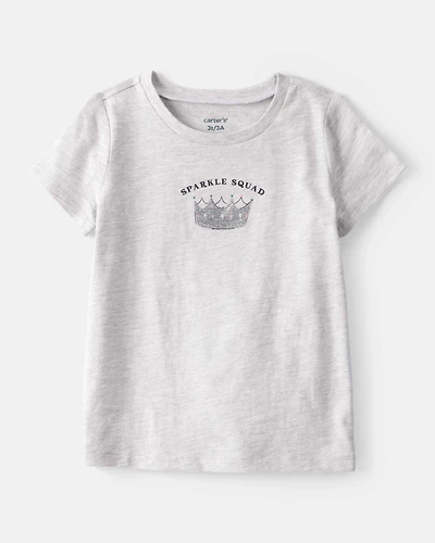 Toddler Girl Sparkle Squad Short-Sleeve Graphic Tee - Grey