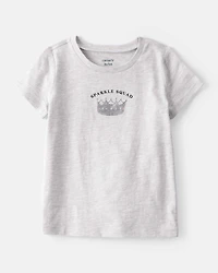 Toddler Girl Sparkle Squad Short-Sleeve Graphic Tee - Grey