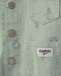 Baby Girl Floral Canvas Jacket - Green