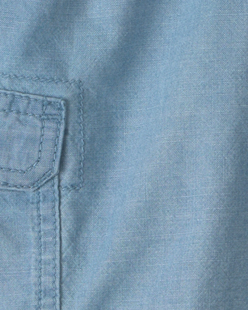 Boys Chambray Cargo Shorts - Light Wash