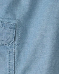 Boys Chambray Cargo Shorts - Light Wash