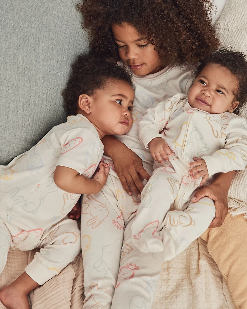 Baby Easter 100% Cotton 2-Way Zip Sleep & Play Pajamas - Cream
