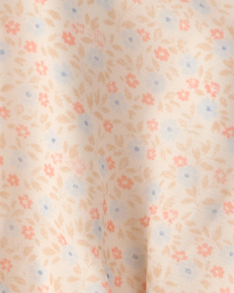 Girls Floral Smocked Dress - Pink