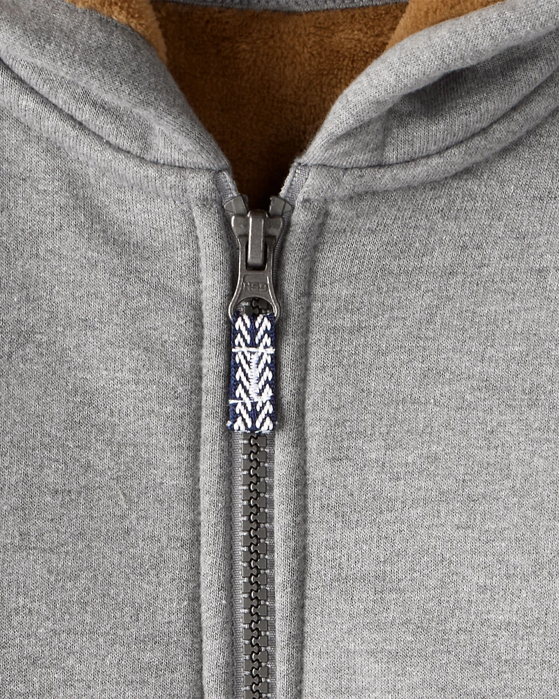 Toddler Boy Long-Sleeve Hooded Zip-Up Jacket - Grey