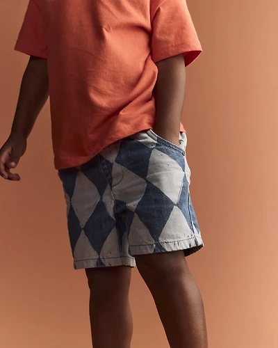 Toddler Boy Bermuda Short in Diamond Denim Print