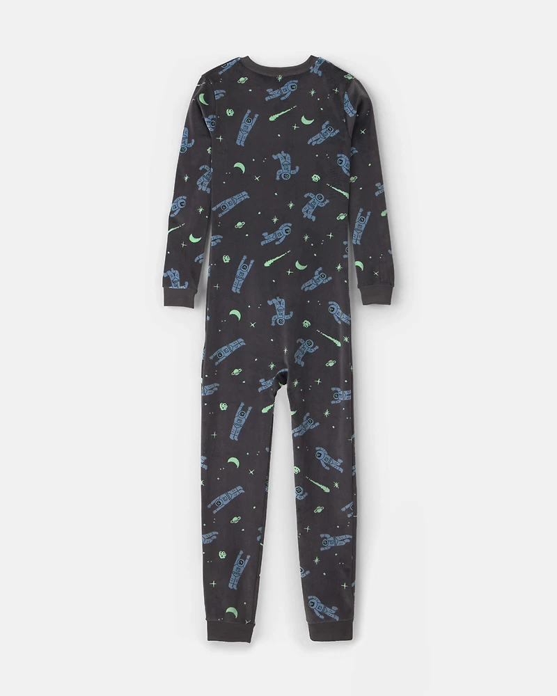Boys 1-Piece Star Space DreamPlush Snug Fit Pajama - Black