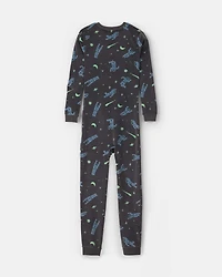 Boys 1-Piece Star Space DreamPlush Snug Fit Pajama - Black