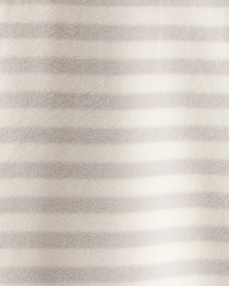 Baby Valentine's Day Striped DreamPlush Snug Fit 2-Way Zip Sleep & Play Pajamas - Grey