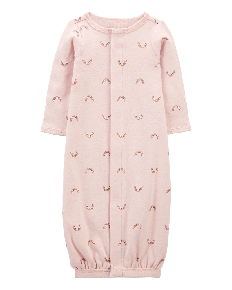 Baby Girl Preemie Rainbow Cotton Sleeper Gown