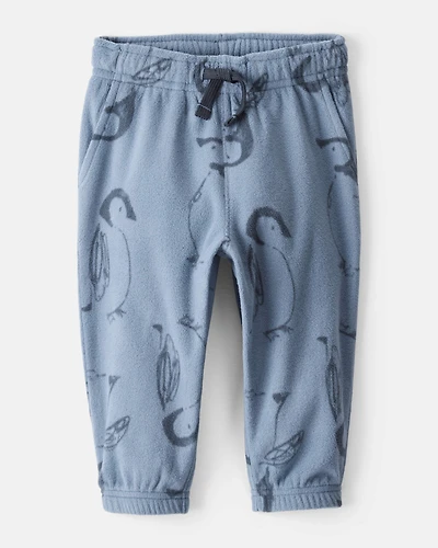 Baby Boy Penguin Fleece Joggers - Blue