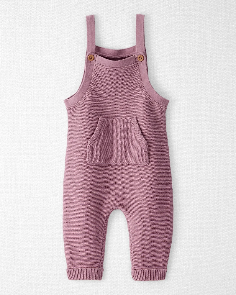 Baby Girl Organic Cotton Sweater Knit Overalls