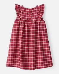 Toddler Girl Plaid Cotton Sleeveless Occasion Dress - Red