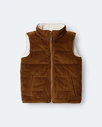 Toddler Zip-Up Corduroy Puffer Vest - Cinnamon