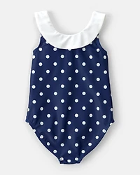 Toddler Girl Polka Dot 1-Piece Swimsuit - Navy
