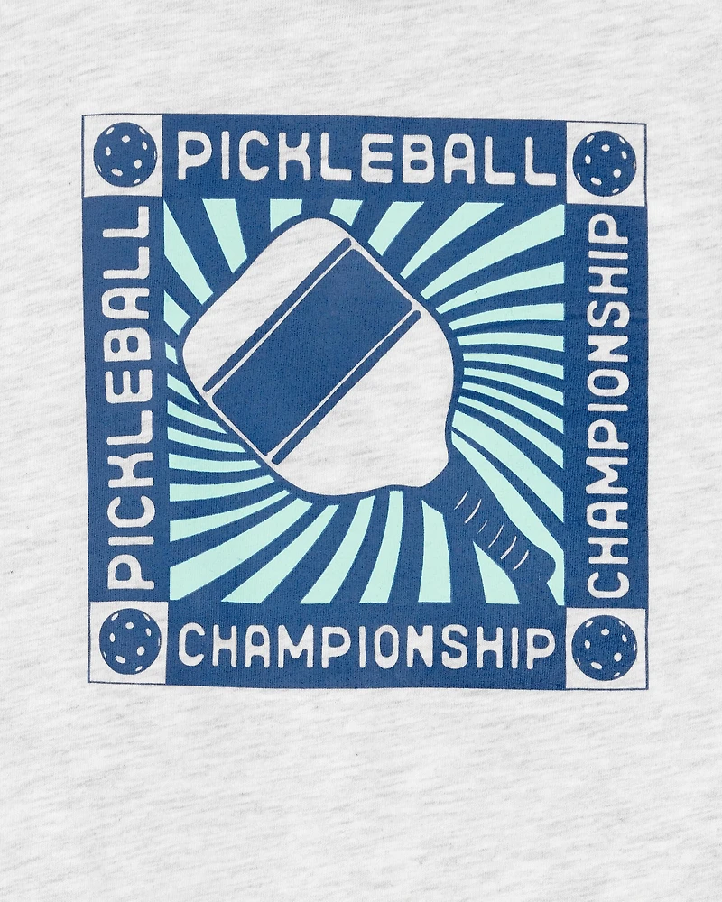 Kid Pickleball Championship Short-Sleeve Graphic Tee - Grey