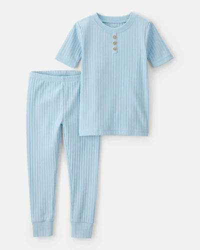 Baby Boy Rib Snug Fit 2-Piece Pajama Set - Blue