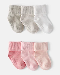 Baby Girl 6-Pack Socks - White/Pink