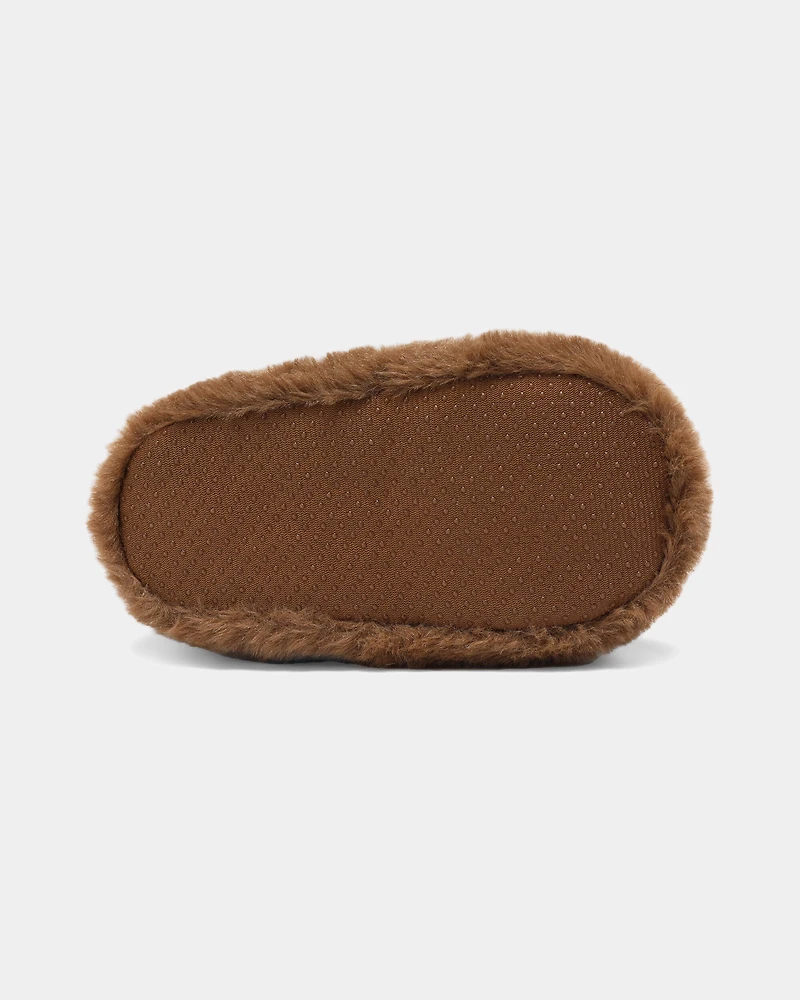 Boys Christmas Reindeer Slippers - Brown
