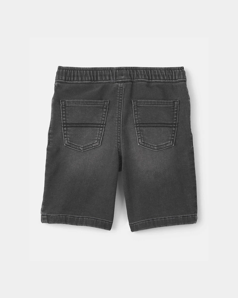 Boys Denim Drawstring Shorts - Black