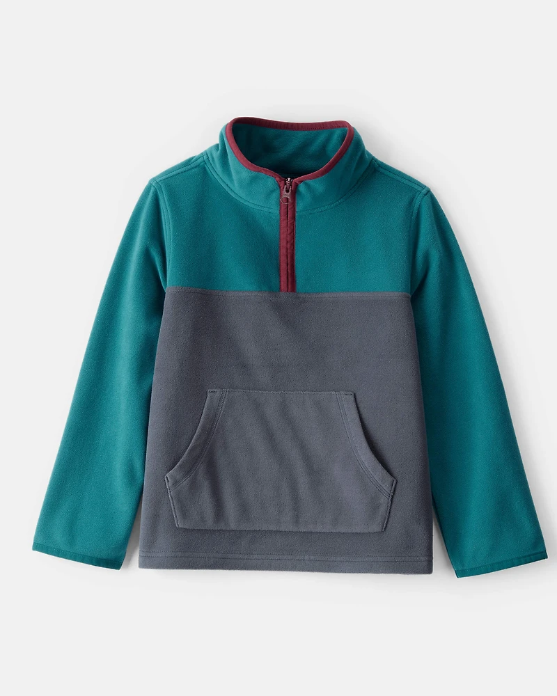 Boys Color Block Microfleece Quarter-Zip Pullover