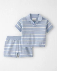 Baby Boy 2-Piece Organic Cotton Top & Short Set in Stripes