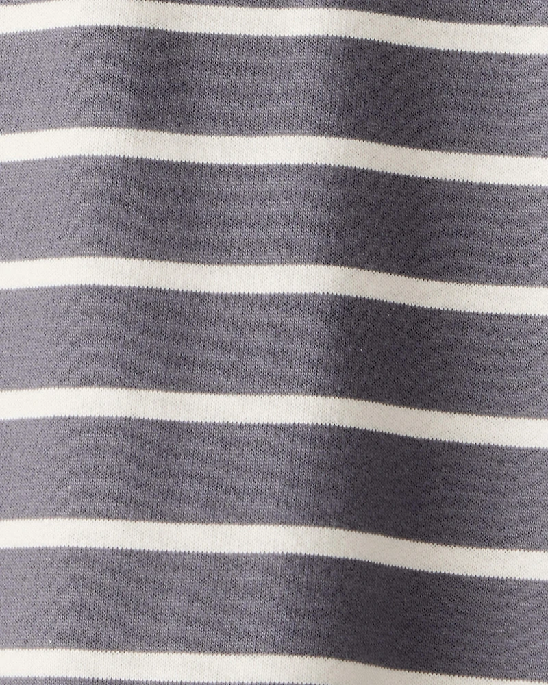 Baby Boy Striped Cotton Long-Sleeve Polo Jumpsuit - Grey/Ivory