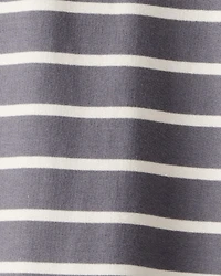 Baby Boy Striped Cotton Long-Sleeve Polo Jumpsuit - Grey/Ivory