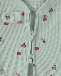 Baby Girl 1-Piece Apple Thermal Snug Fit Footed Pajama - Green
