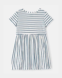 Toddler Girl Striped Short-Sleeve Dress - Blue/Ivory