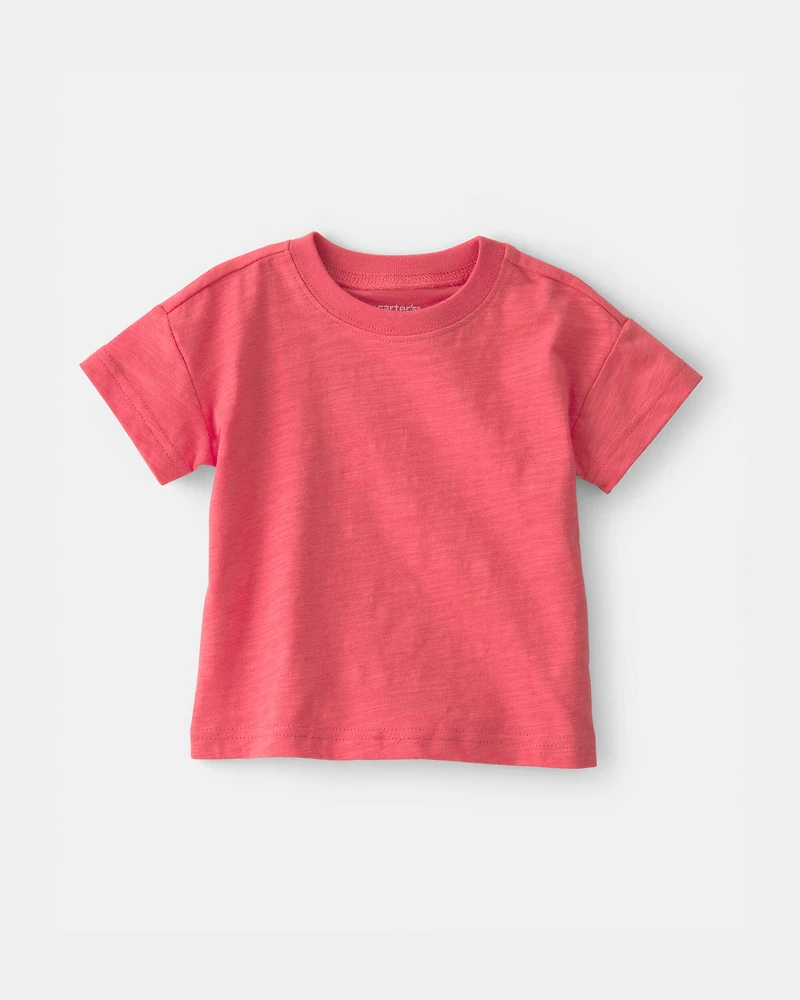 Baby Boy 2-Piece Overall Set - Coral/Khaki