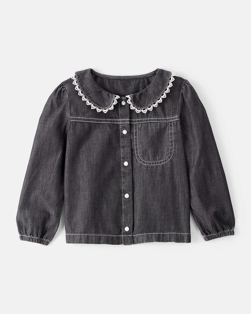 Toddler Girl Western Denim Long-Sleeve Top - Black